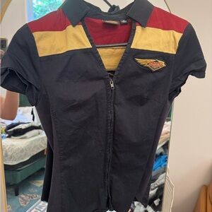 Harley Davidson 120th anniversary elemental zip front shirt with patches